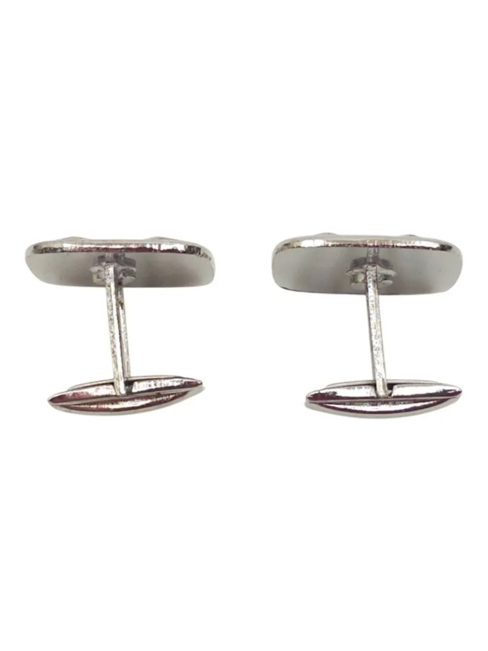 Stag Checkerboard Cufflinks Vintage Mid Century Silver Tone Retro Mens Geometric